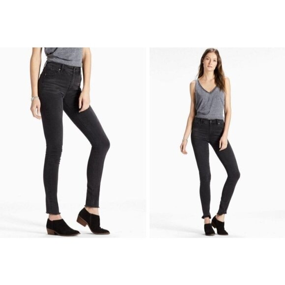 Lucky Brand Bridgette Skinny Hi-Rise Distressed Raw Hem Ankle Denim Jeans 27 - Picture 1 of 16